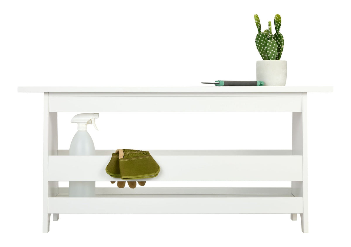 Kya Wooden Entryway Bench with Storage Rack, White