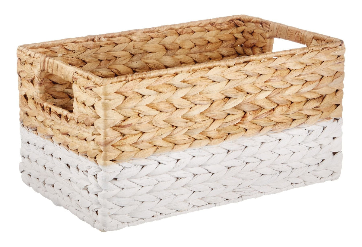 Lucy Rectangular Woven Natural Material Storage Basket, 13 x 8.6 x 7-in