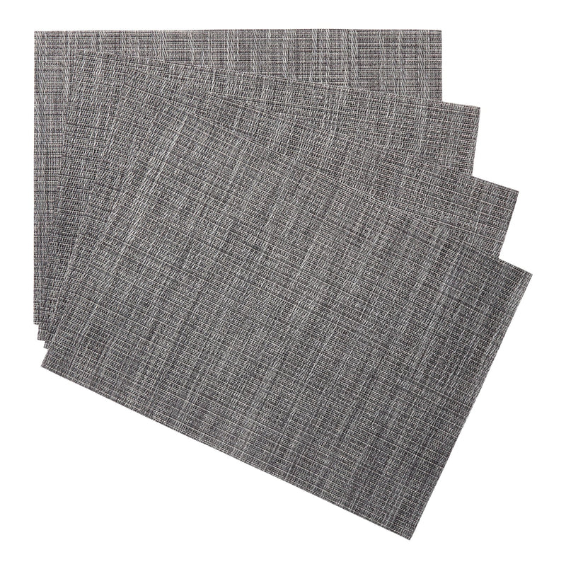 Lurex Rectangle Textilene Woven Placemat, Gunmetal, 13-in x 18-in, 4-pk Y1900