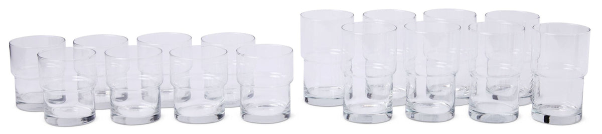 Stacking Glassware Tumbler Set, 12 & 16 oz, 16-pc