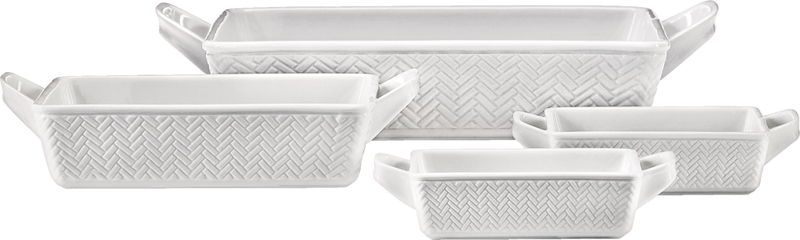 Stoneware Bakeware Set, White, Assorted Sizes, 4-pc U5326