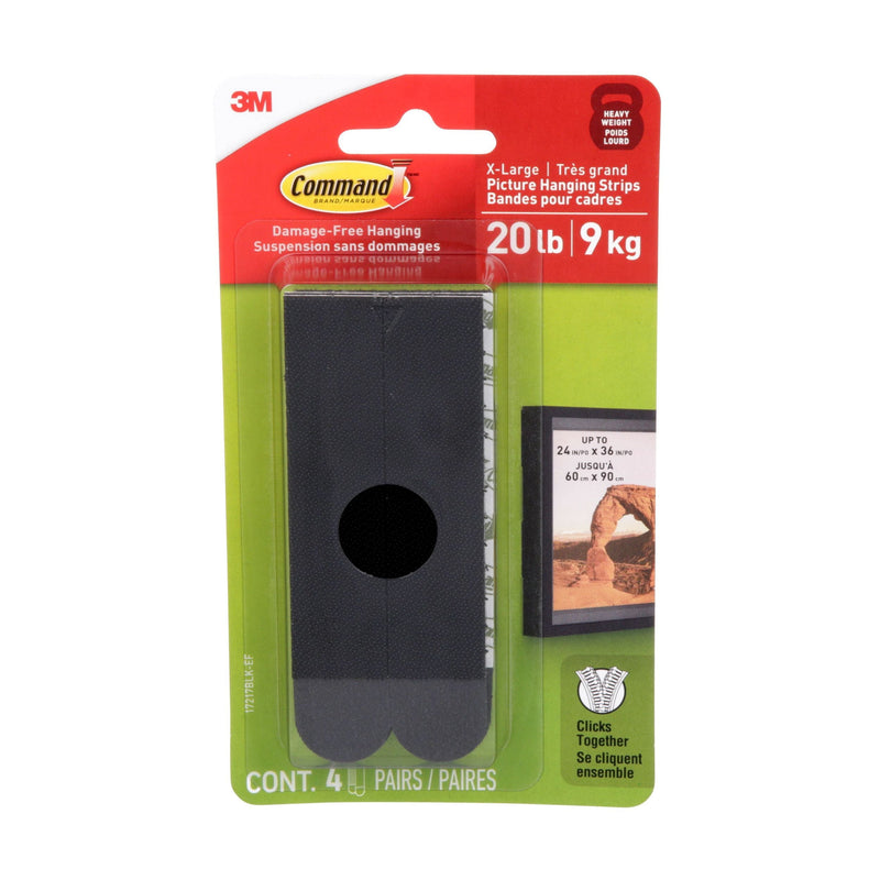 20-lb Black Picture Hanging Strips, 17217BLK-EF | 4 Pairs, X-Large Strips Z0816