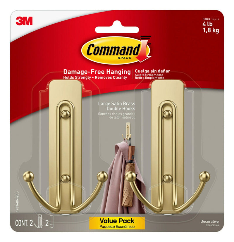 Large Satin Brass Hooks E1091