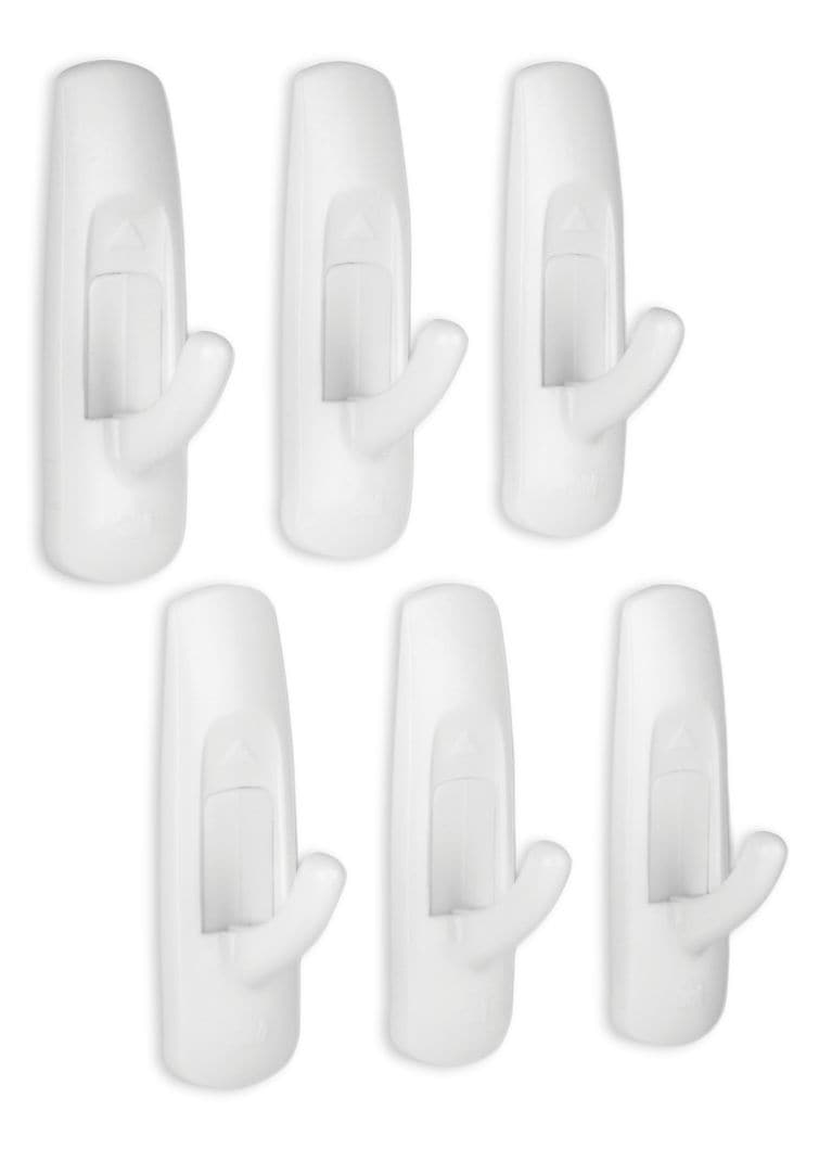 Medium Utility Hooks in Reclosable Package, Adhesive, No Surface Damage, 3-lb, 6 Strips per Pack