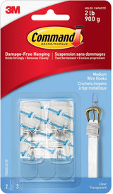 Medium Wire Toggle Hooks with Adhesive Strips, Clear, 2-lbs, 2 Strips per Pack