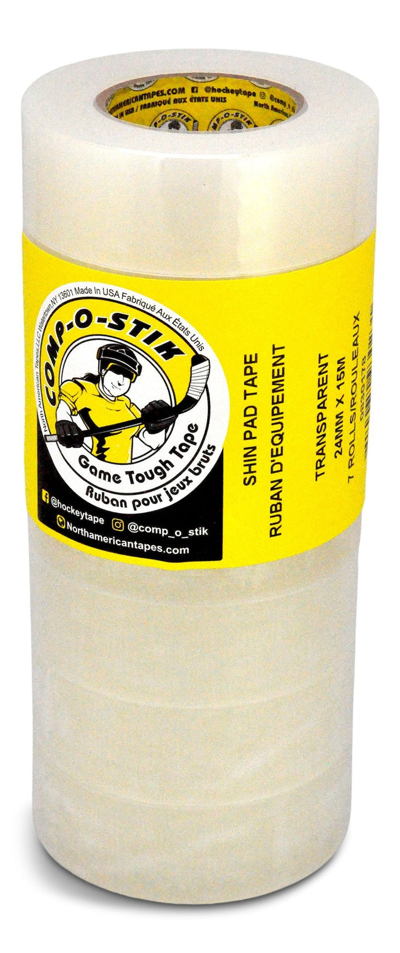 or Water Resistant Hockey Tape, Clear, 7-pk V5024
