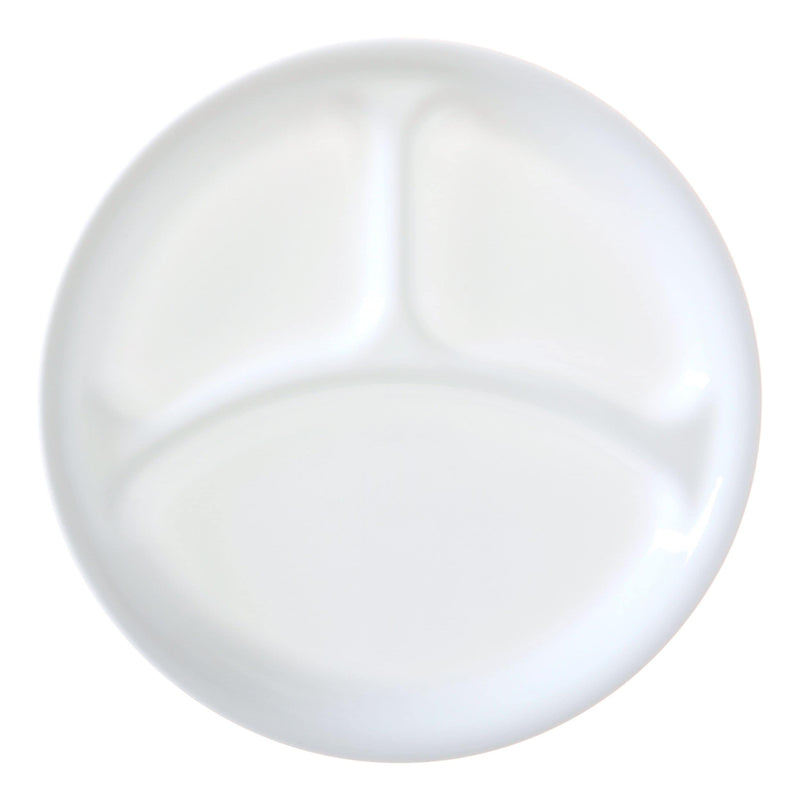 Glass Divided Dinner Plate, 10.25-in, White N7282