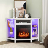 Fireplace TV Stand with LED Lights, White