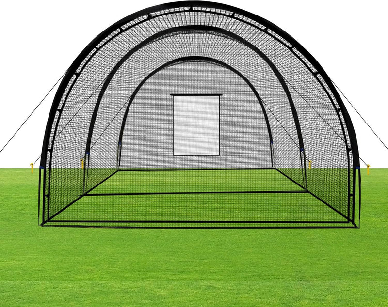 Baseball Batting Cage Net Batting Cages for Backyard Portable Baseball and Softball Batting Cages with Pitching Machine Hole and Detachable Door for Backyard Outdoor Hitting Practice Y9454