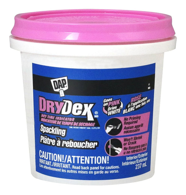 DryDex Spackling, Wall Hole/Crack Repair Filler with Dry Time Indicator, 237-mL I7769