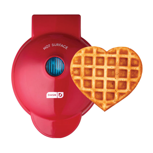 Heart Compact Mini, Non-Stick Waffle Maker, Red D8666