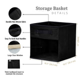 Collapsible Transparent Front Cube, 11-in, 6-pk, Black