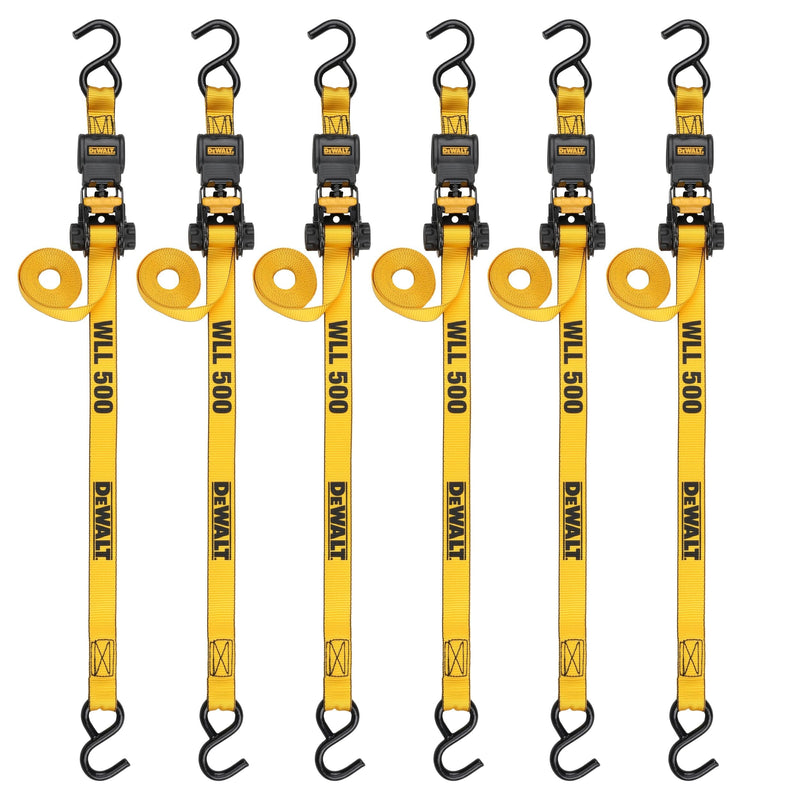 DXBC15006X 1,500-lb Ratchet Tie-Down, with Storage Bag, 1-in x 10-ft, 6-pk, Yellow M5072