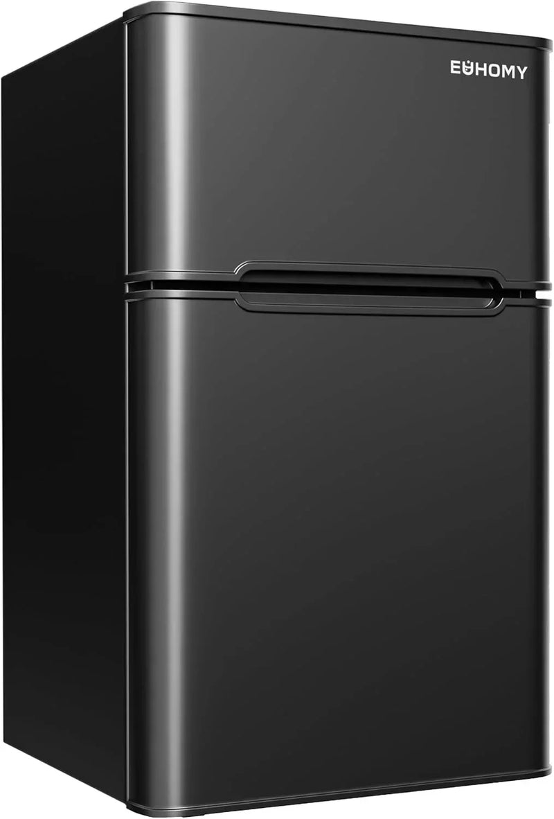 EUHOMY 3.2 Cu.Ft Mini Fridge with Freezer -- 2-Door Compact Refrigerator for Bedroom, Dorm, Office or Apartment, Silver M8712