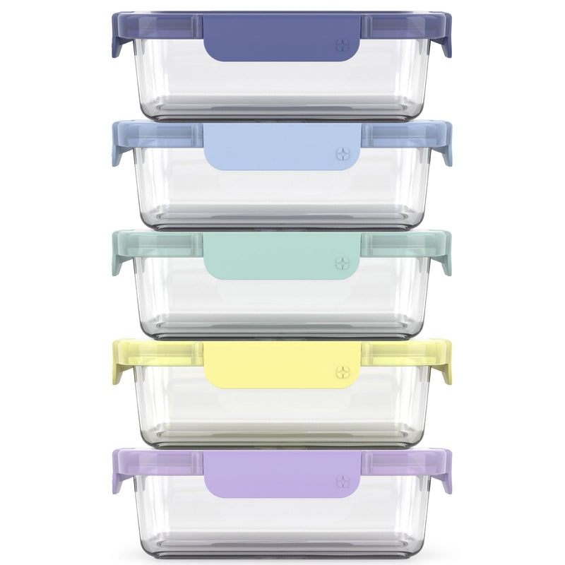 Colour Lock Glass Meal Prep Food Storage Container Set with Leakproof Lids, 10-pc H3086