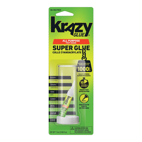 Instant Krazy Glue All-Purpose Adhesive, Bonds Rubber/Plastic/Metal/Ceramic, Clear, 2-mL X0194