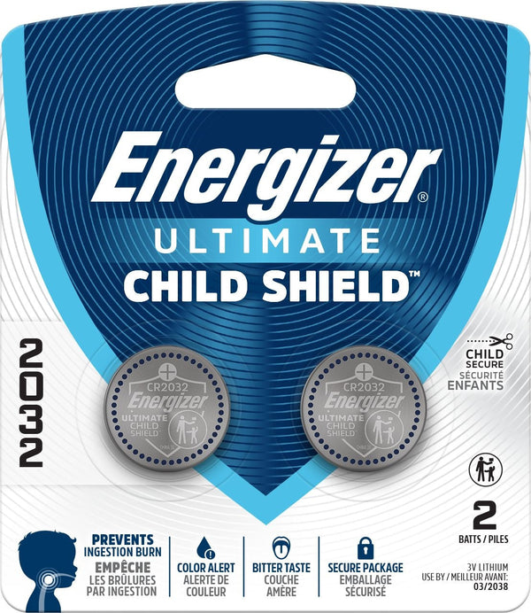 2032 Child Shield Lithium Battery, 2-Pack J4143