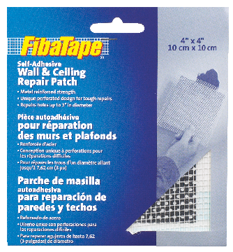 Self-Adhesive Wall & Ceiling Hole Repair Patch For Drywall & Plaster, 4 x 4-in F2598