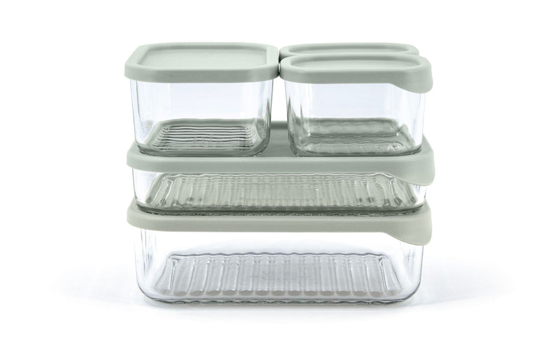 Modular Reusable Glass Fridge Food Storage Container Set with Peel-Off Lid, 5 Count M2057