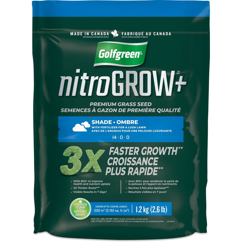 Nitrogrow+ Premium Nitrogen Enriched Shade Grass Seed with Fertilizer, 14-0-0, 1.2kg E4411