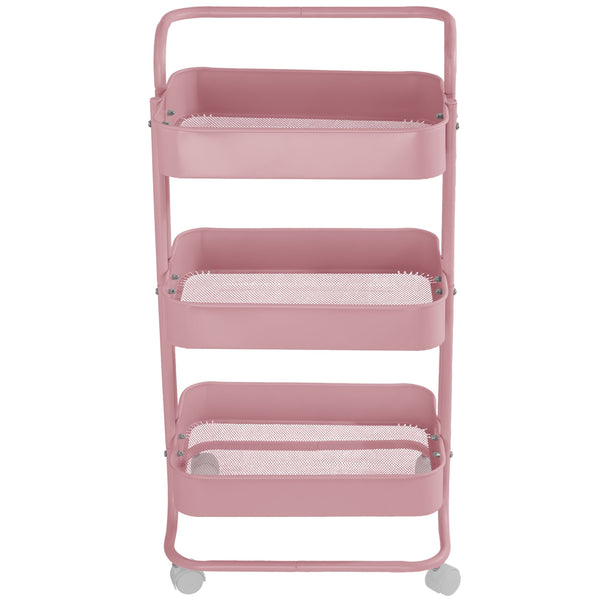 Three-Tier Utility Cart, Pink X6874