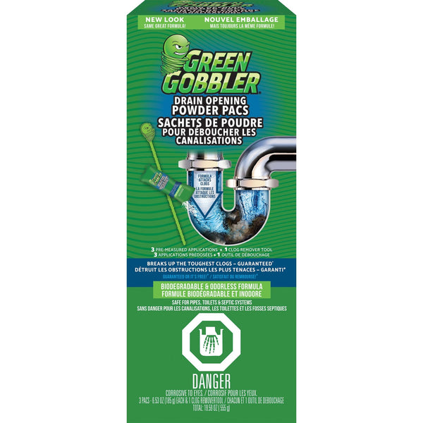 Drain Clog Dissolver Pacs, Biodegradeable, 555-g, 3-pk E9050