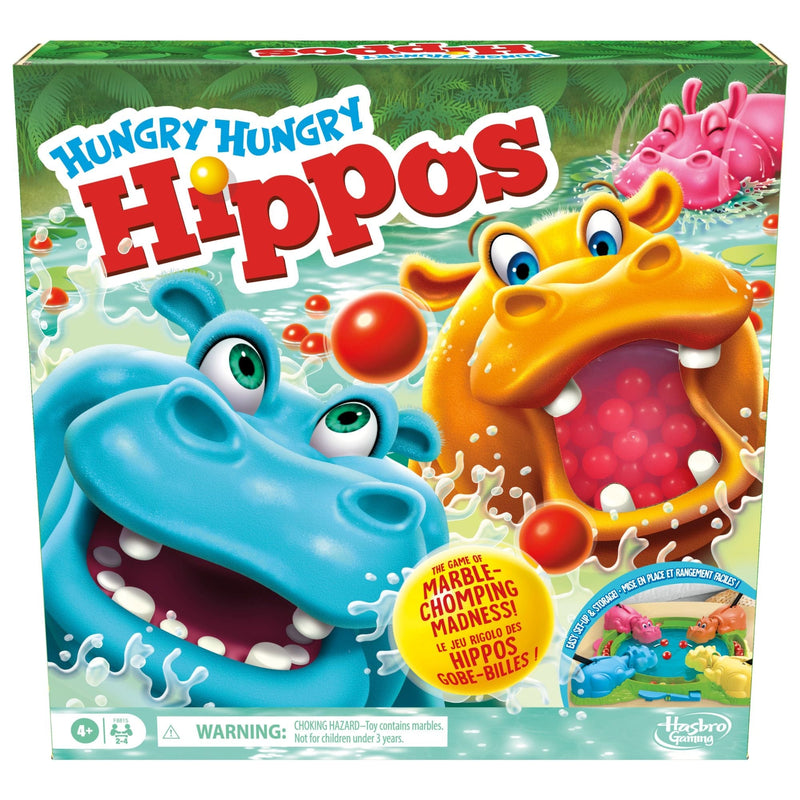Hungry Hungry Hippos Classic Family Board Game, Bilingual, Ages 4+ S8240