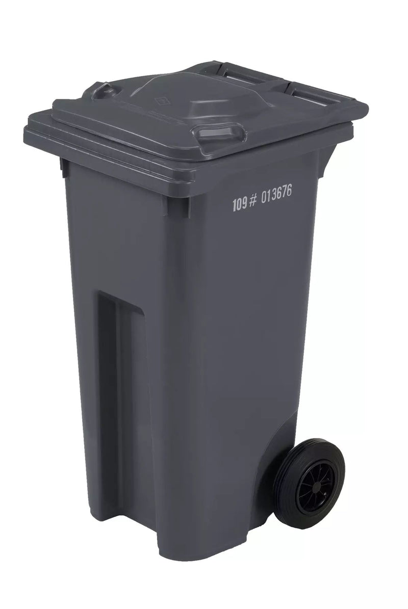 Mastercart Plastic Rectangular Wheeled Garbage Can, Black, 120-L S9063