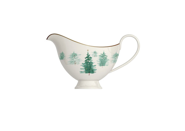 Co 500-mL Mica Gold Porcelain Winter Tree Gravy Boat W3059