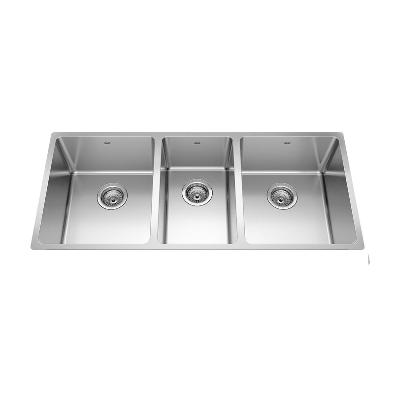 Brookmore Undermount Triple Bowl Kitchen Sink, 41.5-in x 18.1-in x 9-in, Stainless Steel E0655