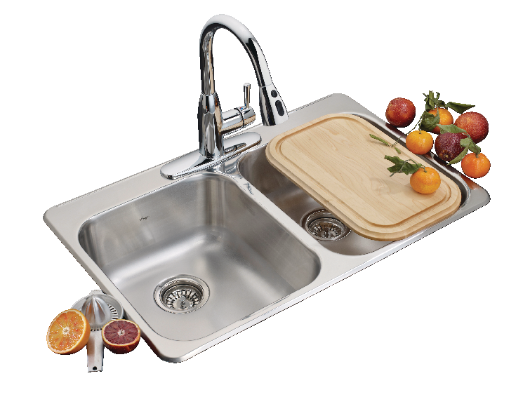 Drop In Double Bowl 3-Hole Kitchen Sink, 31.25-in LR x 20.5-in FB, Stainless Steel P9230