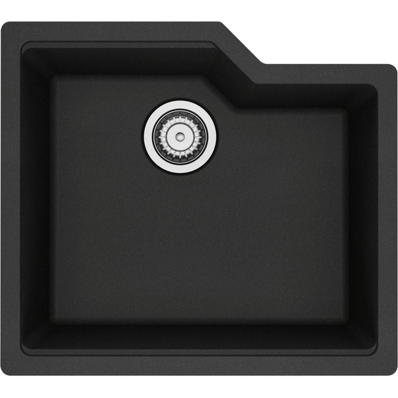 Urban Undermount Granite Single Bowl Kitchen Sink, 22.06-in x 19.69-in x 9.06-in, Onyx Q2520