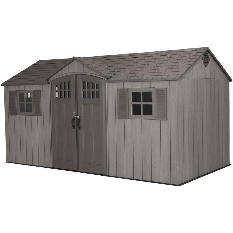 Outdoor Storage Shed with Dual Side Entry, Dark Grey Roughcut, 15 x 8-ft F8070