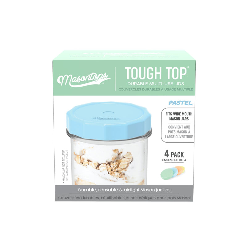 Tough Tops Durable Plastic Lids, Regular-Mouth, Assorted, 4-pk S8674