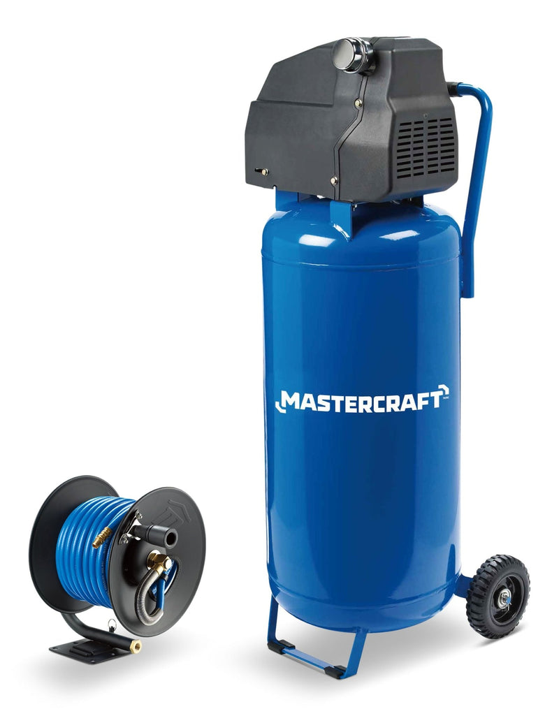 Oil-Free Vertical 20-Gallon Air Compressor with Bonus Hose Reel, 135-PSI, 2HP D6585