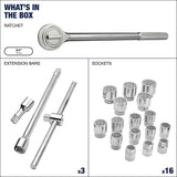 Socket Set 20-pc, 3/4-in Drive, SAE, Steel, Chrome