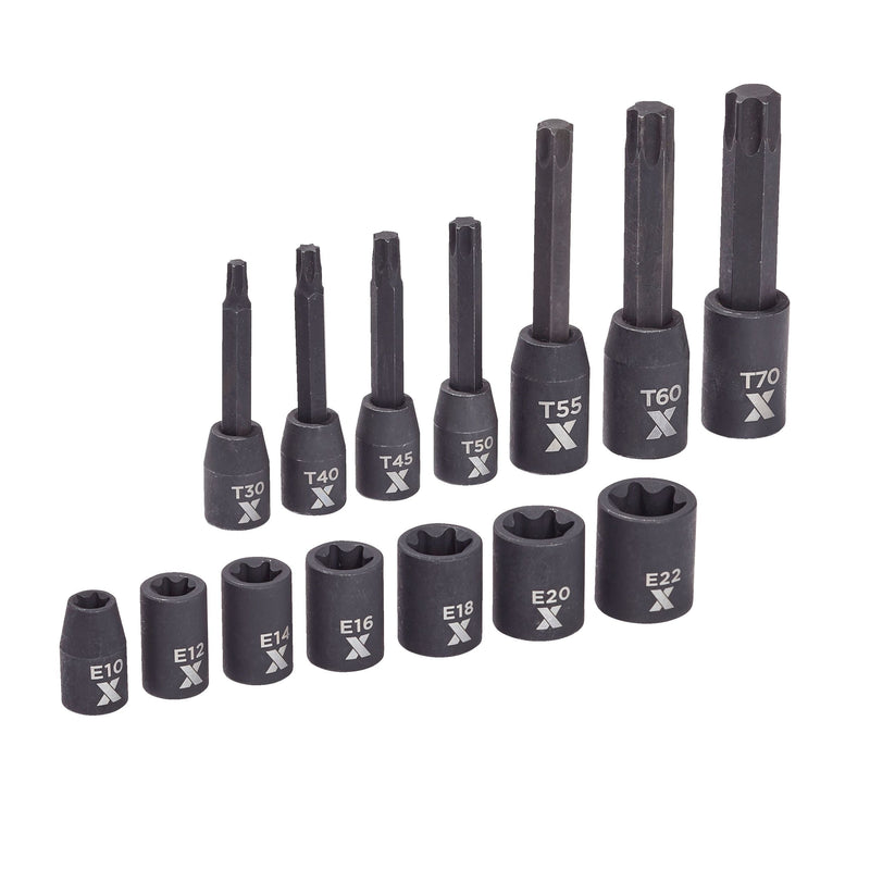 Star-drive & E-Star-drive Impact Bit Socket Set, 14-pc, SAE/Metric S1553