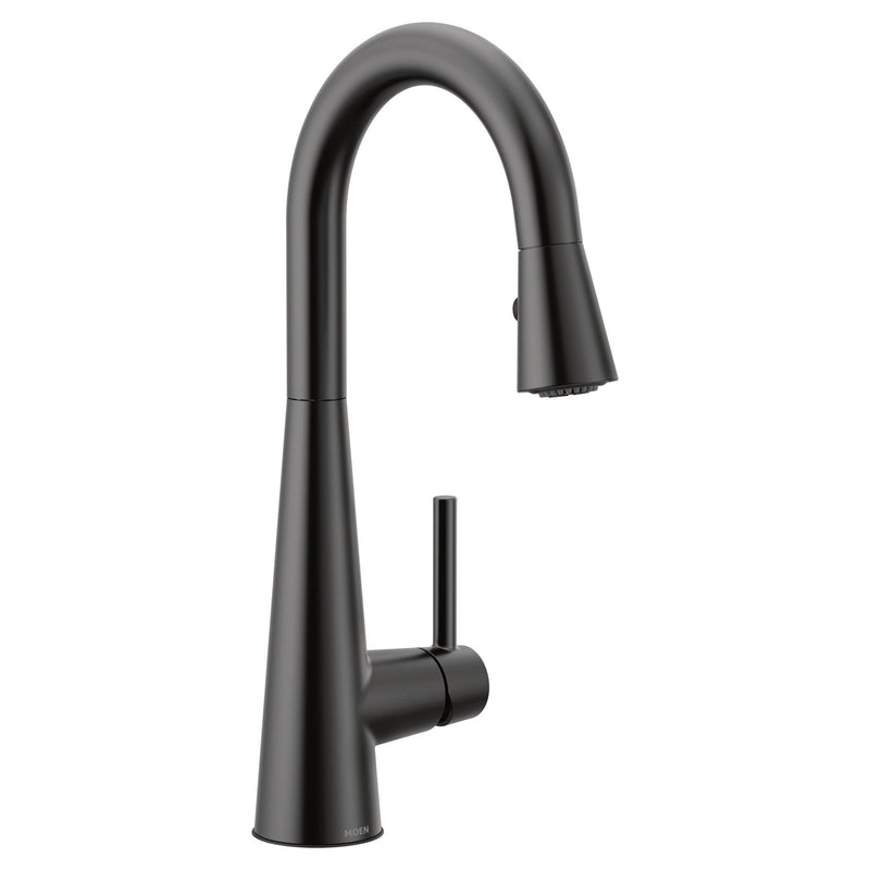 Sleek Single Handle High Arc Pull Down Kitchen Faucet, Matte Black T2074