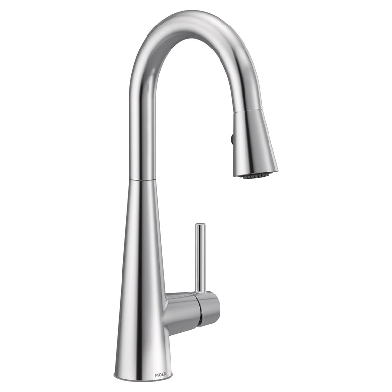 Sleek Single Handle High Arc Pull Down Kitchen Faucet with Power Clean, Chrome C6961