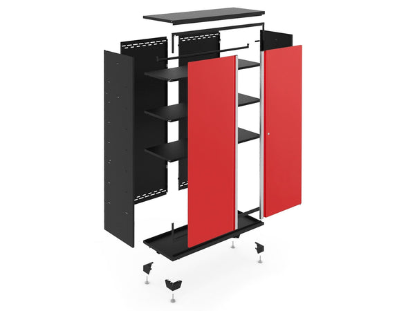 Bold Series 24-Gauge Steel RTA Storage Locker with 3 Shelves, Black/Red, 30-in J7397