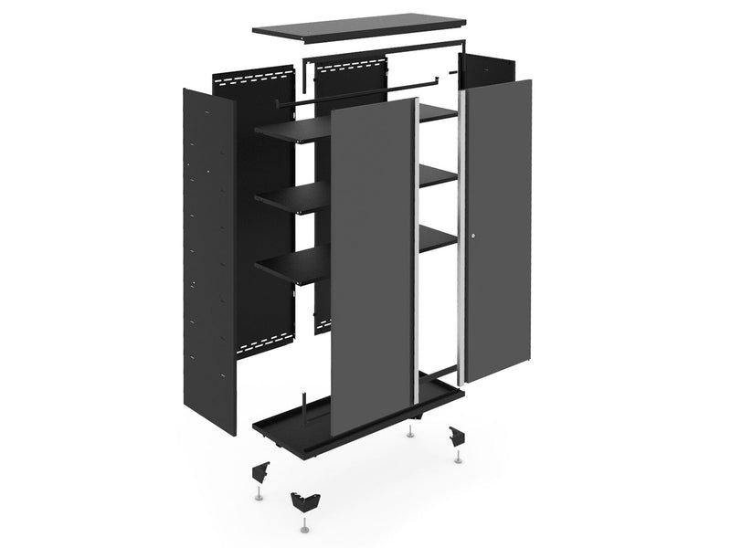 Bold Series Lockable 24-Gauge Steel RTA Storage Locker with 3 Shelves, Grey/Black, 36-in W2961