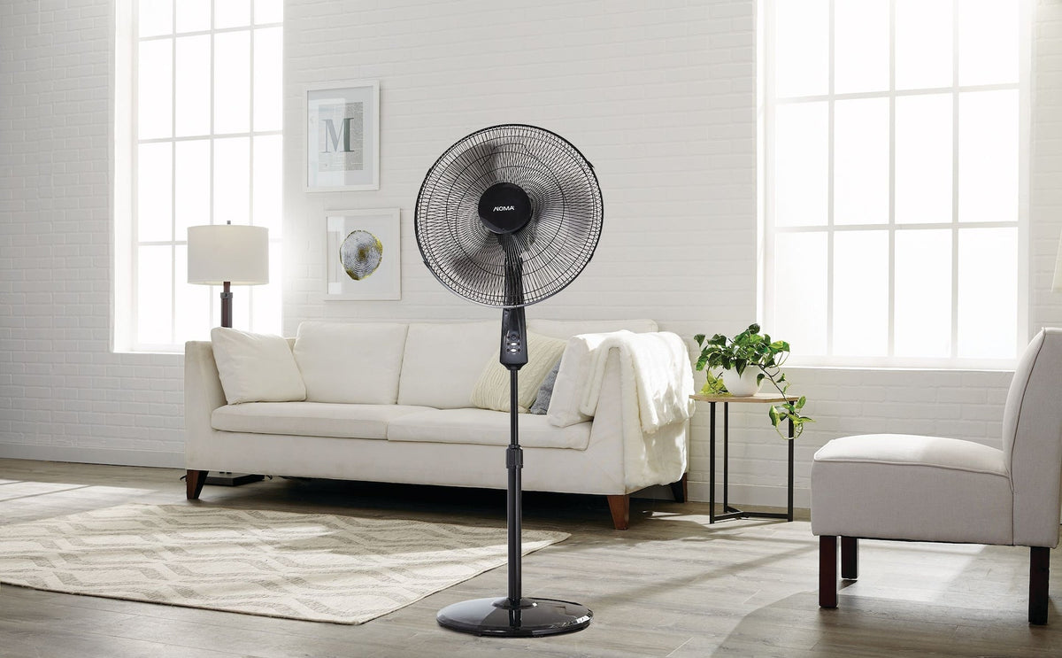 Oscillating Pedestal/Stand Fan with Remote Control, 3-Speed, Black, 18-in