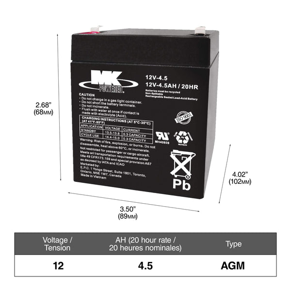YELLOWTOP 9014-045 Group Size 34/78 Dual Purpose AGM Battery, 750 CCA K4393