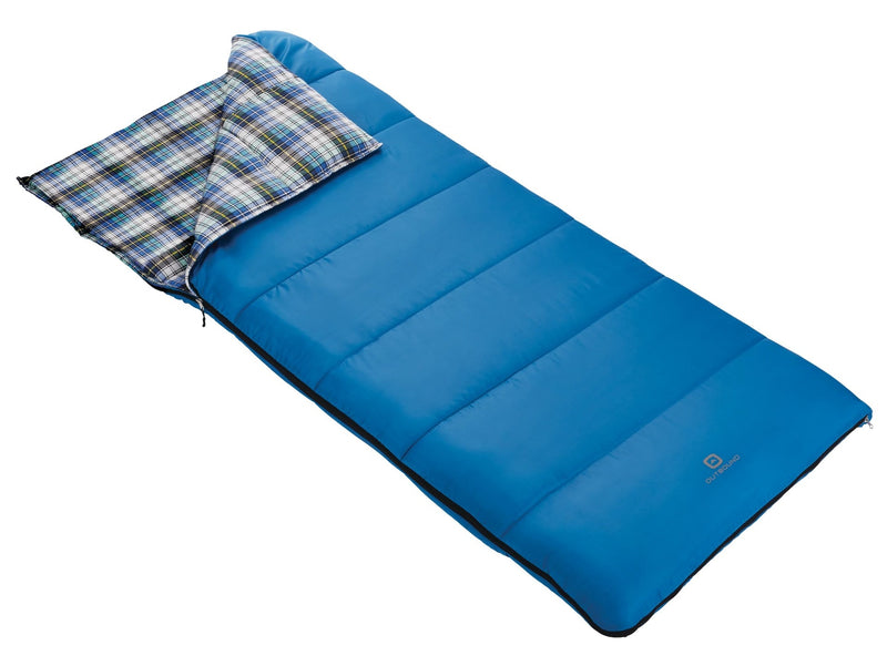 Comfort 5°C Insulated Cotton Lined Mild Weather Sleeping Bag with Compression Sack, Blue T7087