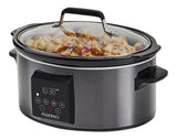 Digital Programmable Slow Cooker, Black Stainless Steel, 6qt