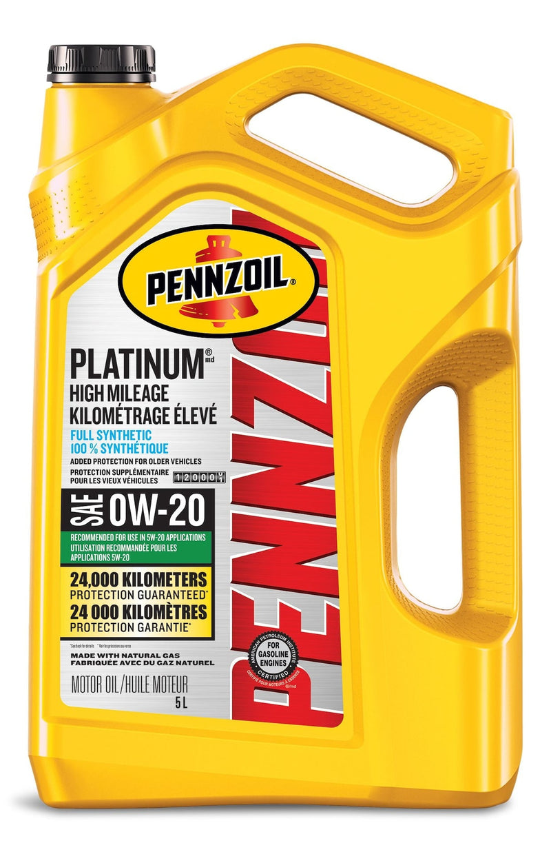 Platinum High Mileage 0W20 Synthetic Engine/Motor Oil, 5-L J0242