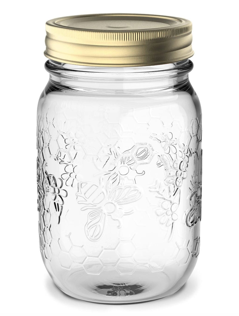 Mason Regular Mouth Honey Bee Canning Jar, 16-oz, 4-pk C9353
