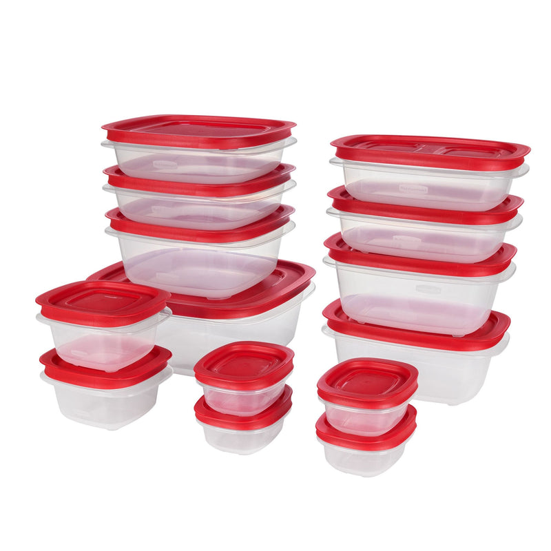 Easy Store Rectangular Plastic Food Storage Container Set, Microwave and Freezer Safe, 28-pc A8450