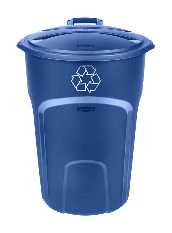 Plastic Circular Wheeled Recycling Blue Box with Handle, 121-L A2762