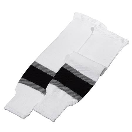 Knit Hockey Socks, White/Black/Silver, Assorted Sizes N2423